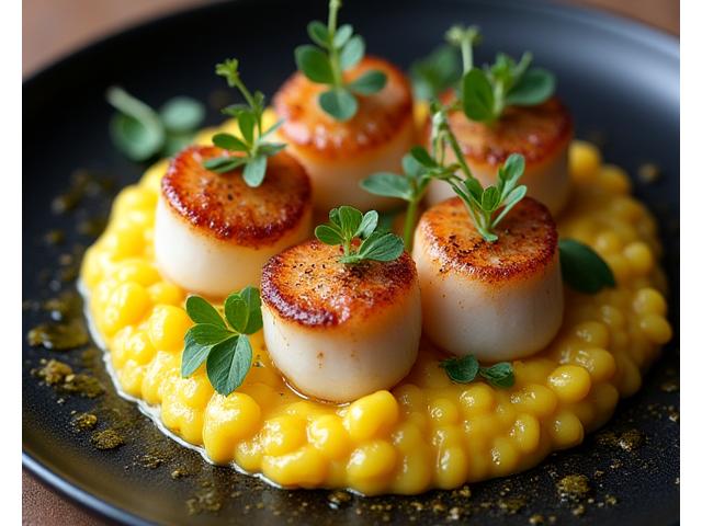 Seared Scallops with Saffron Risotto