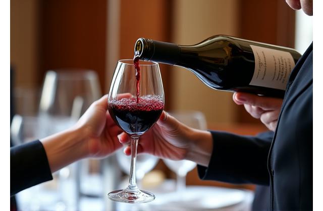 Sommelier pouring wine for guests during a wine pairing consultation